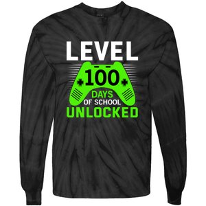 Level 100 Days Of School Unlocked Gamer Video Games Boys Tie-Dye Long Sleeve Shirt