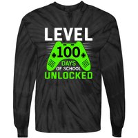 Level 100 Days Of School Unlocked Gamer Video Games Boys Tie-Dye Long Sleeve Shirt