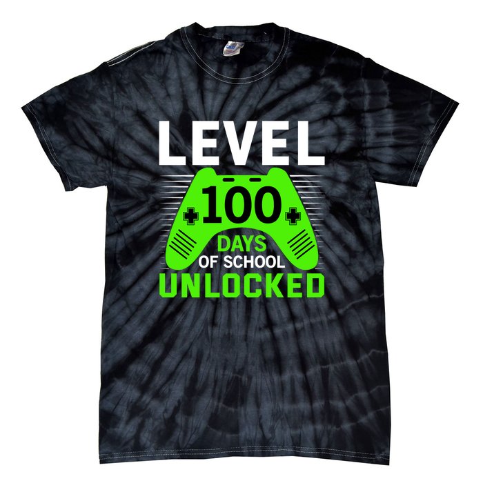 Level 100 Days Of School Unlocked Gamer Video Games Boys Tie-Dye T-Shirt