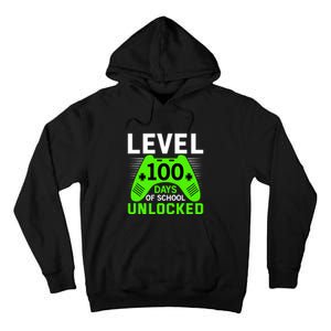 Level 100 Days Of School Unlocked Gamer Video Games Boys Tall Hoodie