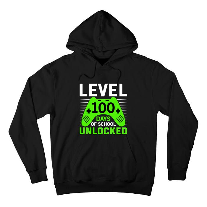 Level 100 Days Of School Unlocked Gamer Video Games Boys Tall Hoodie