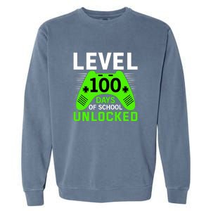 Level 100 Days Of School Unlocked Gamer Video Games Boys Garment-Dyed Sweatshirt