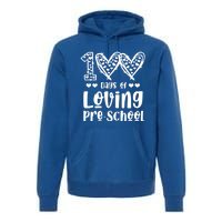 Loving 100 Days Of School Kindergarten Teacher Pregiftk Student Gift Premium Hoodie