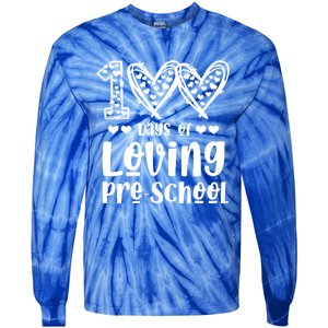 Loving 100 Days Of School Kindergarten Teacher Pregiftk Student Gift Tie-Dye Long Sleeve Shirt