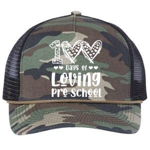 Loving 100 Days Of School Kindergarten Teacher Pregiftk Student Gift Retro Rope Trucker Hat Cap