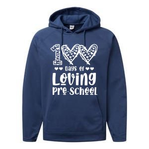 Loving 100 Days Of School Kindergarten Teacher Pregiftk Student Gift Performance Fleece Hoodie