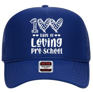 Loving 100 Days Of School Kindergarten Teacher Pregiftk Student Gift High Crown Mesh Back Trucker Hat