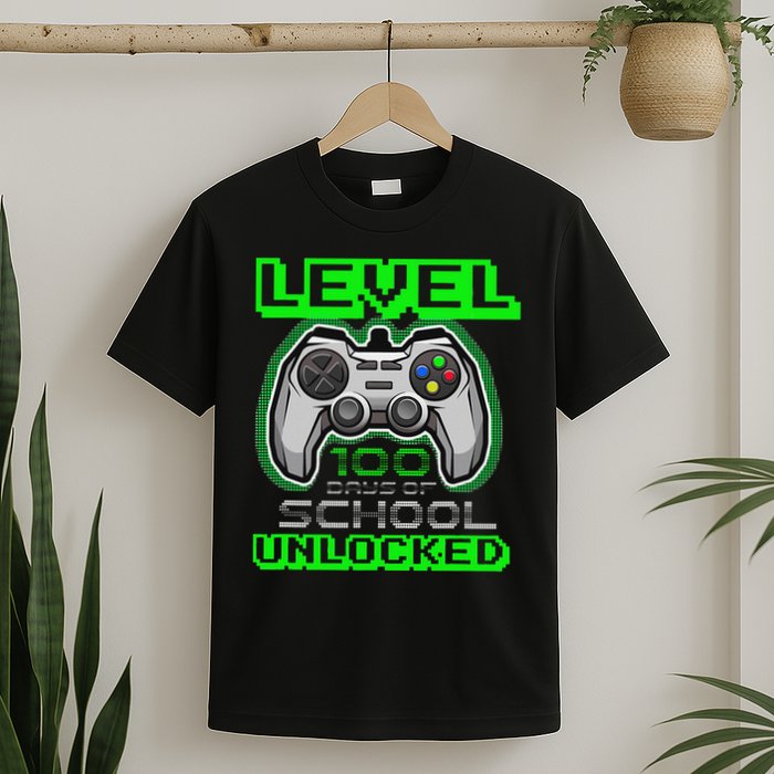 Level 100 Days Of School Unlocked Video Game T-Shirt