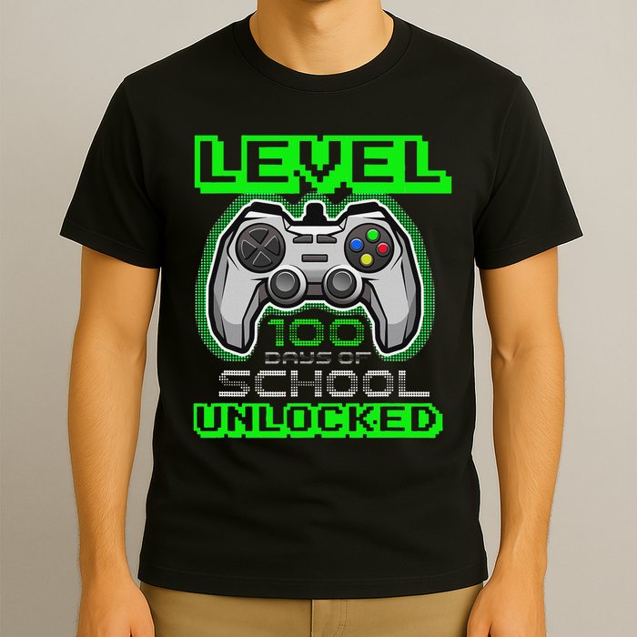 Level 100 Days Of School Unlocked Video Game T-Shirt