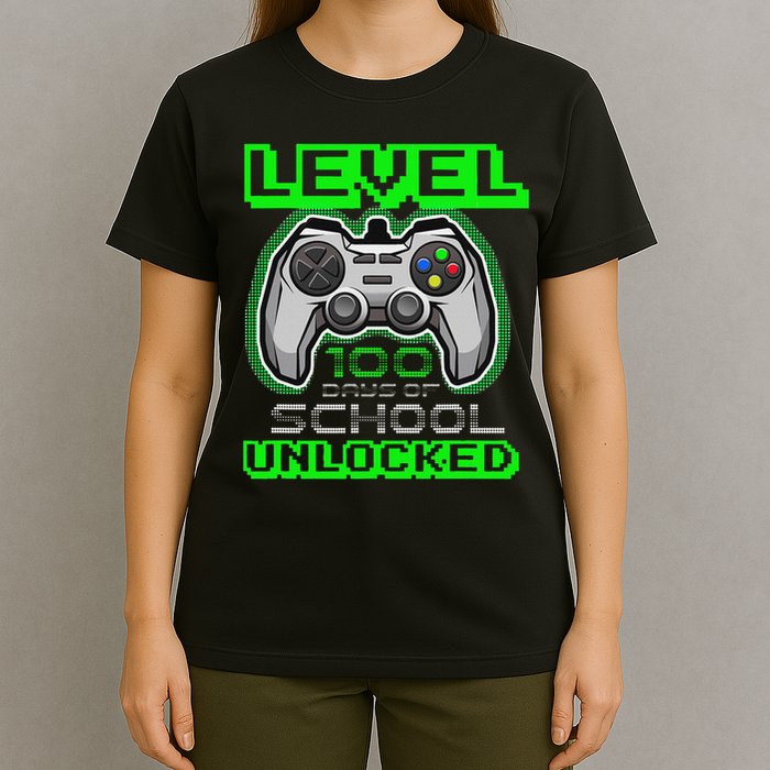 Level 100 Days Of School Unlocked Video Game T-Shirt