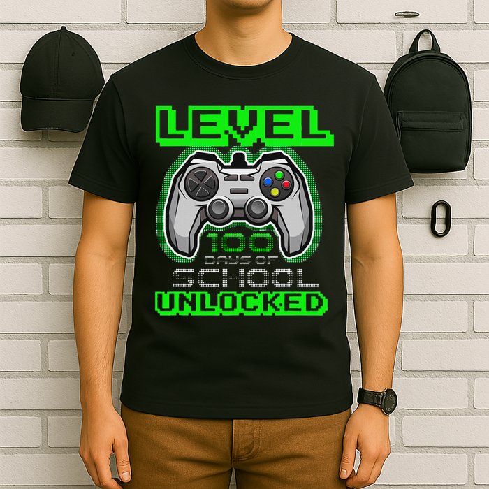 Level 100 Days Of School Unlocked Video Game T-Shirt