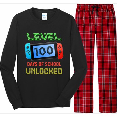 Level 100 Day Of School Unlocked Gaming Smarter Gamer Gift Long Sleeve Pajama Set