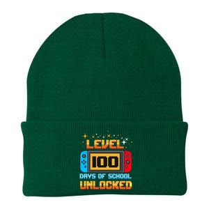 Level 100 Days Of School Unlocked Gamer Knit Cap Winter Beanie