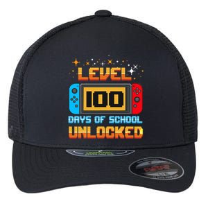 Level 100 Days Of School Unlocked Gamer Flexfit Unipanel Trucker Cap