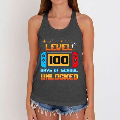 Level 100 Days Of School Unlocked Gamer Women's Knotted Racerback Tank