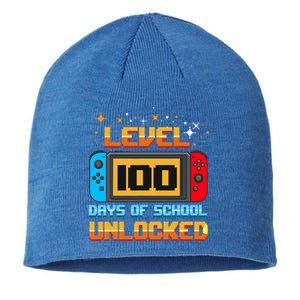 Level 100 Days Of School Unlocked Gamer Sustainable Beanie