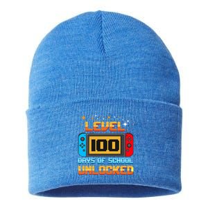 Level 100 Days Of School Unlocked Gamer Sustainable Knit Beanie