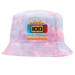 Level 100 Days Of School Unlocked Gamer Tie-Dyed Bucket Hat