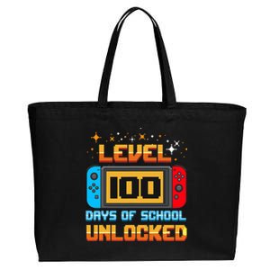 Level 100 Days Of School Unlocked Gamer Cotton Canvas Jumbo Tote