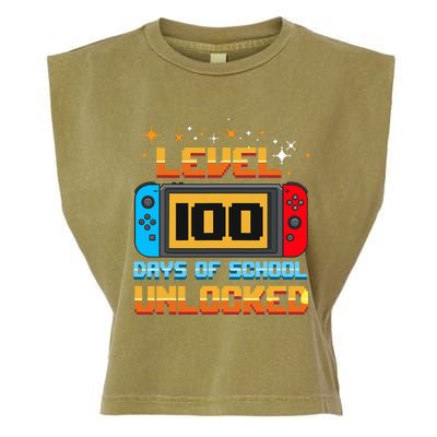 Level 100 Days Of School Unlocked Gamer Garment-Dyed Women's Muscle Tee