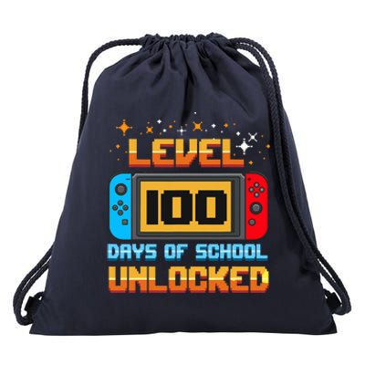 Level 100 Days Of School Unlocked Gamer Drawstring Bag