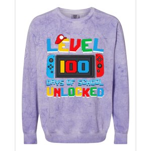 Level 100 Days Of School Unlocked Video Games Colorblast Crewneck Sweatshirt