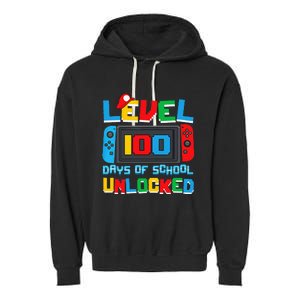 Level 100 Days Of School Unlocked Video Games Garment-Dyed Fleece Hoodie