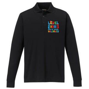 Level 100 Days Of School Unlocked Video Games Performance Long Sleeve Polo