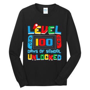 Level 100 Days Of School Unlocked Video Games Tall Long Sleeve T-Shirt