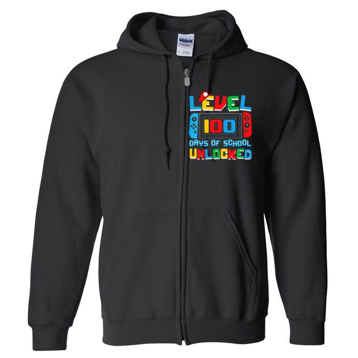 Level 100 Days Of School Unlocked Video Games Full Zip Hoodie