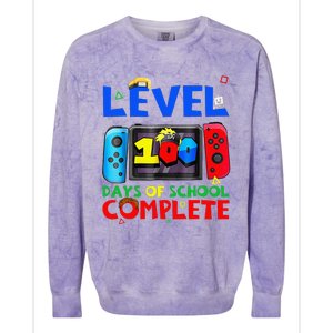 Level 100 Days Of School Complete Gaming Gamer Matching Colorblast Crewneck Sweatshirt