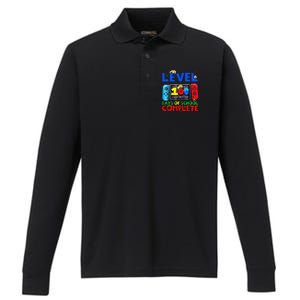 Level 100 Days Of School Complete Gaming Gamer Matching Performance Long Sleeve Polo