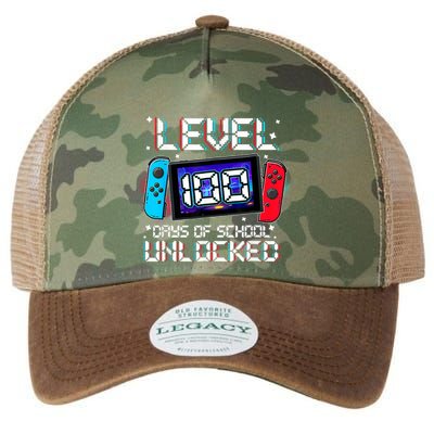 Level 100 Days Of School Unlocked Gamer Video Games Legacy Tie Dye Trucker Hat