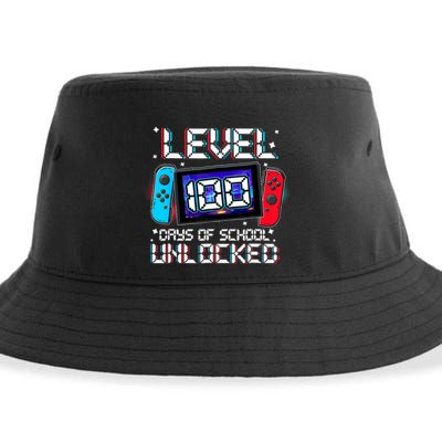 Level 100 Days Of School Unlocked Gamer Video Games Sustainable Bucket Hat