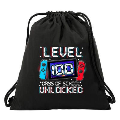 Level 100 Days Of School Unlocked Gamer Video Games Drawstring Bag