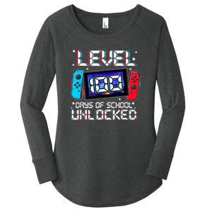 Level 100 Days Of School Unlocked Gamer Video Games Women's Perfect Tri Tunic Long Sleeve Shirt