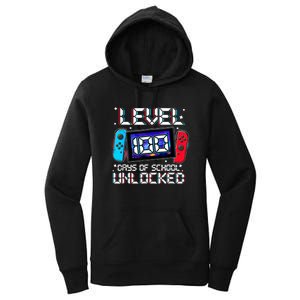 Level 100 Days Of School Unlocked Gamer Video Games Women's Pullover Hoodie