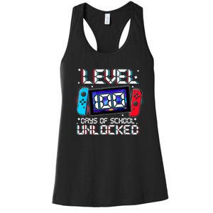 Level 100 Days Of School Unlocked Gamer Video Games Women's Racerback Tank