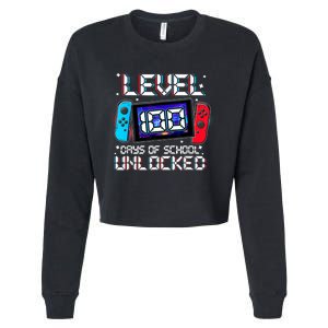 Level 100 Days Of School Unlocked Gamer Video Games Cropped Pullover Crew