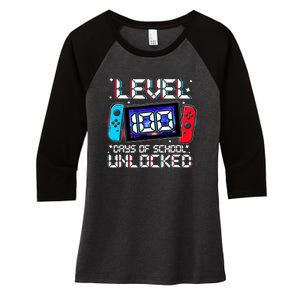 Level 100 Days Of School Unlocked Gamer Video Games Women's Tri-Blend 3/4-Sleeve Raglan Shirt