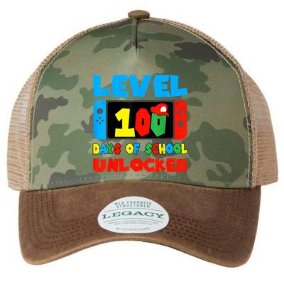 Level 100 Days Of School Unlocked Video Games Gamer Legacy Tie Dye Trucker Hat
