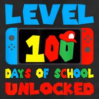 Level 100 Days Of School Unlocked Video Games Gamer 7 Panel Mesh Trucker Snapback Hat