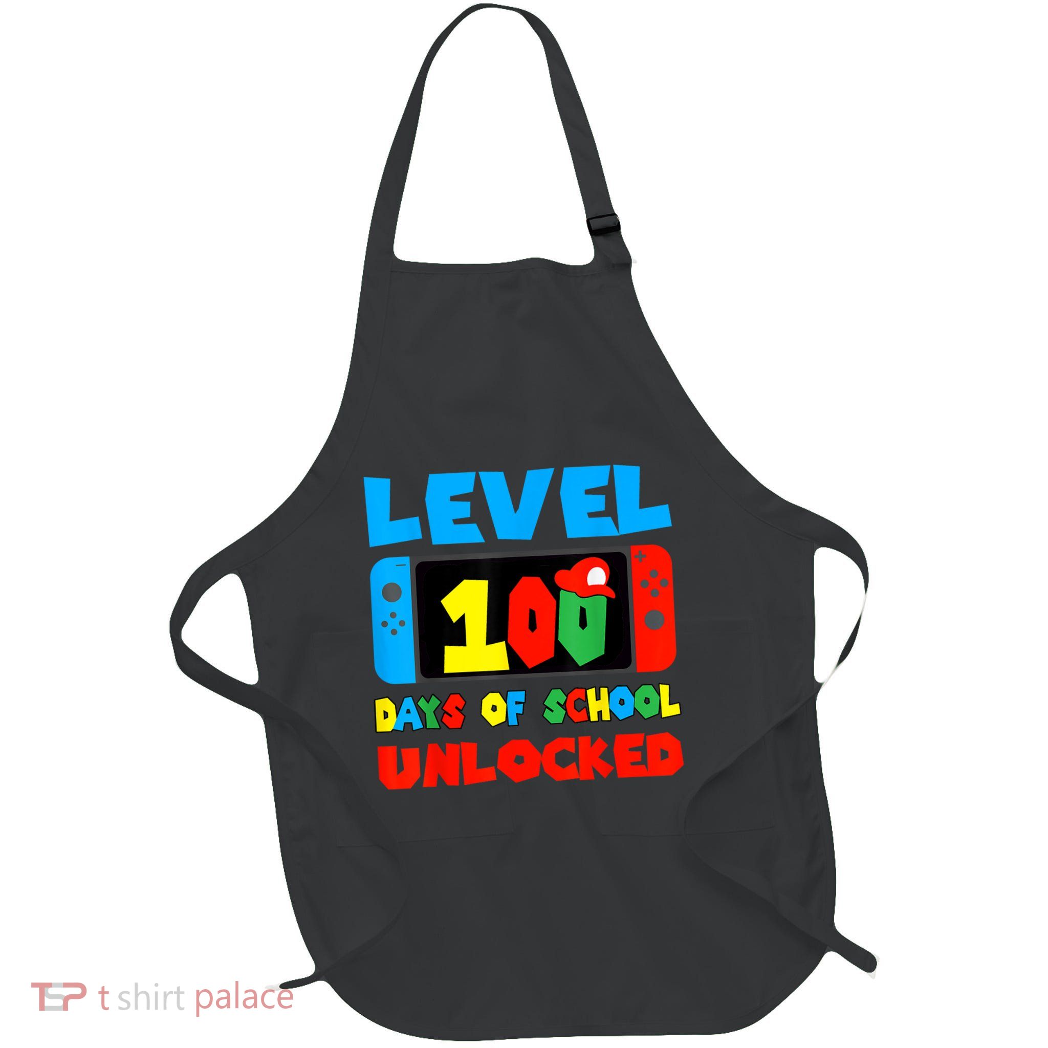 Level 100 Days Of School Unlocked Video Games Gamer Apron