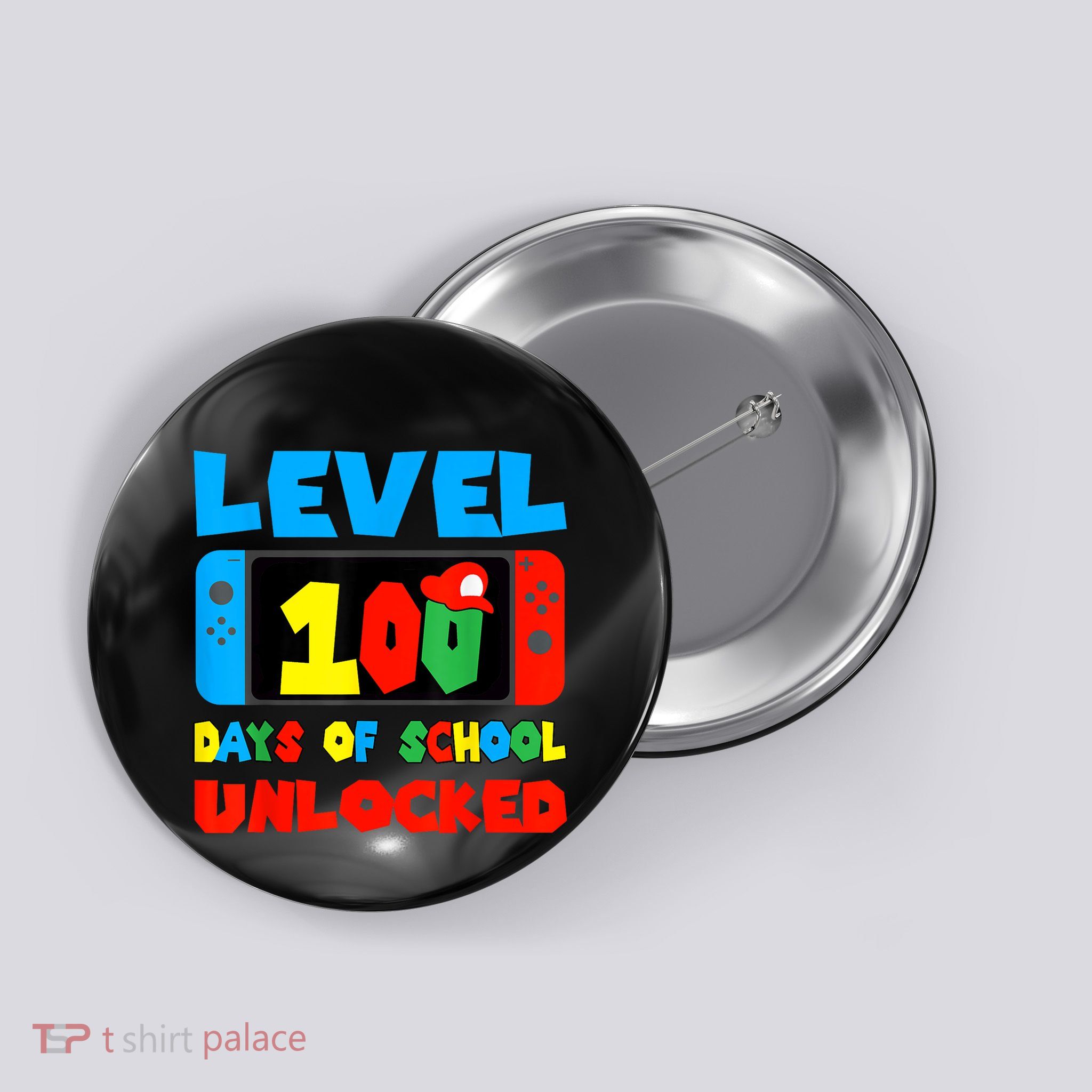 Level 100 Days Of School Unlocked Video Games Gamer Button