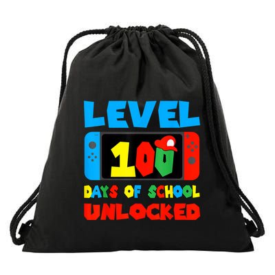 Level 100 Days Of School Unlocked Video Games Gamer Drawstring Bag