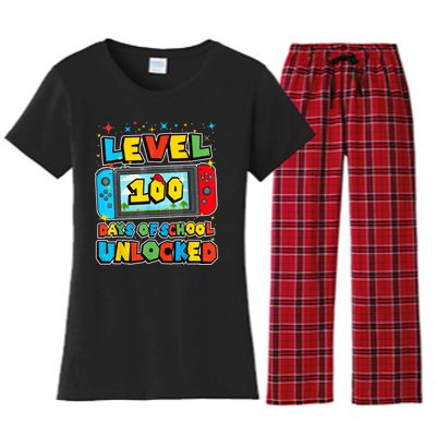 Level 100 Days Of School Unlocked Boy S Gamer Video Games Women's Flannel Pajama Set