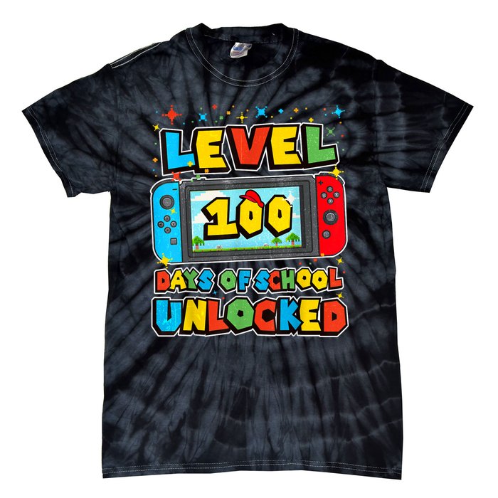 Level 100 Days Of School Unlocked Boy S Gamer Video Games Tie-Dye T-Shirt