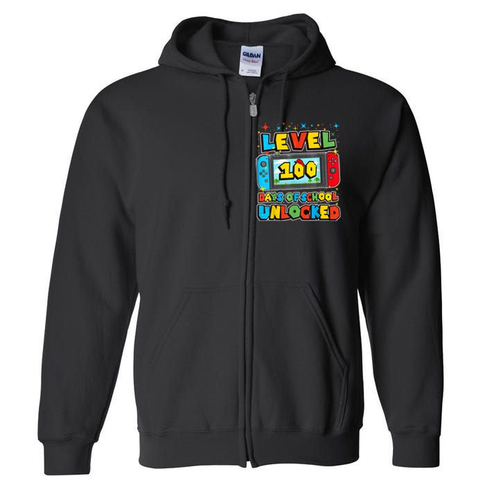 Level 100 Days Of School Unlocked Boy S Gamer Video Games Full Zip Hoodie