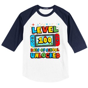 Level 100 Days Of School Unlocked Boy S Gamer Video Games Baseball Sleeve Shirt