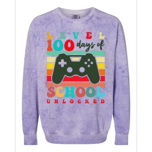 Level 100 Days Of School Unlocked For Gamers Colorblast Crewneck Sweatshirt